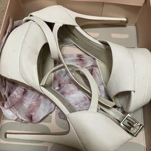 BCBG White Snakeskin Heel